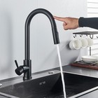 Touch Sensor Kitchen Sink Faucet Black Pull Down Sprayer Single Handle Mixer Tap