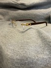 Cartier Rimless Eyeglasses Gold Brown Metal Wood Unisex 140mm 18mm