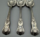 English Sterling Silver King s Pattern 7 5  Spoons  Set Of 3  London 1877