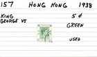 Hong Kong Sc157 Used King George Vi Green 5 Cent 1938