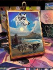 Vintage 1997 Scafa Art Running With Wolves Hanging Wall Plaque Lacquered Wood