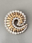 Vintage Crown Trifari Alfred Philippe Swirl Brooch   Earring Set  Clear Crystal