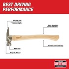 Milwaukee 48-22-9419 19 Oz Milled Face Hickory Handle Framing Hammer