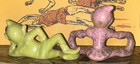 Vintage 1950s Gilner Pixie Elf Ceramic Figurine Lot Of 2 In Sassy Poses