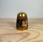Cloisonne  Thimble Brass Antique Enamel Gold Trim Collectible