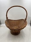 Vintage Large Oval Wicker Basket Handled Woven Storage Country Decor Farmhouse