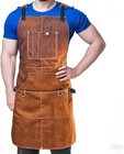 Heavy Duty Woodworking Apron For Men  Welding Apron With 6 Tool Pockets  Heat   