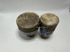 Handmade Ceramic Bongo Drums Pair Natural Skin Heads Ethnic Folk