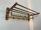 Foldable Antique Brass Bath Towel Rack   Double Towel Shelf With Hooks   Hanging