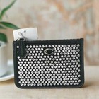 Coach Essential Mini Id Card Case Crystal Black Leather Wallet Keychain Cx249