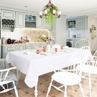 Homing Rectangle Vinyl Tablecloth  Waterproof 84  X 60   rectangular   White 