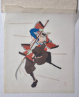 Japanese Samurai Warrior In Battle Painting On Silk