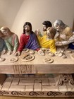 Vintage Chalkware Plaster The Last Supper Statue 3d Figurine Hand Painted Jesus