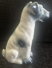 Vintage Sitting Fox Terrier Dog Porcelain Figurine Blue Black Spots Puppy Figure