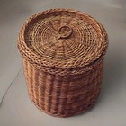 Rattan Woven Round Wicker Sewing storage Mini Basket With Flat Top Lid Boho
