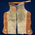 Antique Western Cowboy Studded Star Leather Chaps Fringe Gloves Child Kid