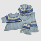 Build A Bear Vtg Rare Fair Isle Sweater Dress Knit Scarf Hat Teddy Clothes Set