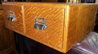 Antique Oak Double Drawer 5    X 8    Card File Cabinet original Hardware Very Nice
