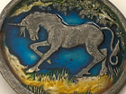Vintage 1976 Dege Designs Enamel Metal Unicorn Belt Buckle Indiana Metal Craft