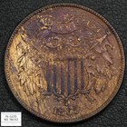 1865 Plain 5 Copper Two Cent Piece 2c - Cleaned