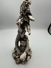 Hand Carved Black white Mermaid Statue 10    Detailed