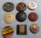 9 Vintage Antique Wood Picture Buttons