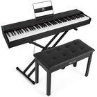 88keys Full Weighted Digital Piano Hammer Action Keyboard With Pedal bench Black