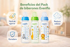 Evenflo Zoo Friends 8oz Baby Bottles 3 Pack Bpa Free Standard Nipple New Sealed