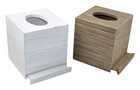 Square Paper Facial Tissue Box Cover Holder Set Of 2 Rustic Wood Napkin Dispense