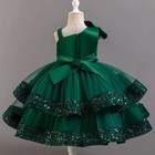 Flower Princess Sequins Baby Wedding Christmas Party Short Sleeveless Dress Birt