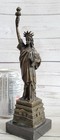 Original Signed Pure Bronze Marble Base Statue Of Liberty Ny New York Sculpture