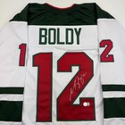 Autographed signed Matt Boldy Minnesota White Hockey Jersey Beckett Bas Coa