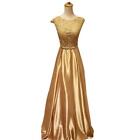 Women s Sleeveless Lace Full Length Prom Dress A Line Swing Ball Gown Party New
