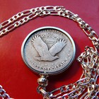 1920 s Silver Us Standing Liberty Quarter On A 24  925 Sterling Silver Chain