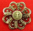 Vintage Saint Benedict Pin Religious Catholic Ornate Patron Saint Of Europe Pin