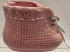 Vintage Pink Ceramic Baby Booties Planter Vase Nursery Decor Shoes Lace Up