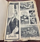 Vtg 1950s Era Large Scrapbook Used Full Clippings Advertisements Traced Art Maps
