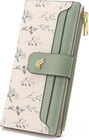 Women   s Slim Rfid Wallet With Vegan Leather Bifold Long Card Holder Zipper