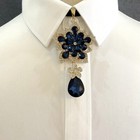 Men Crystal Flower Bow Tie Adjustable Groom Dinner Wedding Party Retro Neck Tie 