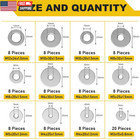 108pcs 304 Stainless Steel Flat Washers  Fender Washers Assortment Kit 12 Sizes