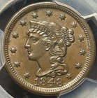 1848 Braided Hair Large Cent     Pcgs Au58     Freshly Graded 
