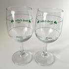 Set Of 2 vintage Footed Irish Coffee Recipe Glass Stemware Shamrock  Barware