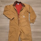 Carhartt Coveralls 44 Regular X01 Brown Quilt Lined Duck Canvas Made In Usa 