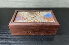 Vintage Brazilian Butterfly Wing Art Wooden Trinket Box  Brazil Sa Souvenir