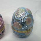 Lot Of 4 Vintage Hand Painted Porcelain Egg Hinged Trinket Boxes 3 5   