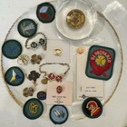 Vintage 60s Girl Scout Pins Badges Paperweight Goldtone Trefoil Clasp Lot