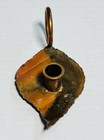 Vtg Estate Hand Made Solid Copper Aspen Leaf Candle Holder Chamber Stick Handle