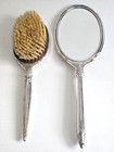 Antique Sterling Silver Monogrammed Hand Mirror   Hair Brush Vanity Dresser Set