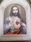 1920 s Art Deco Sacred Heart Of Jesus Framed Lithograph Print 13 5    W X 17 5    H