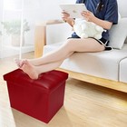 Storage Ottoman Bench  17 Inch Folding Leather Foot Rest Stool  Red